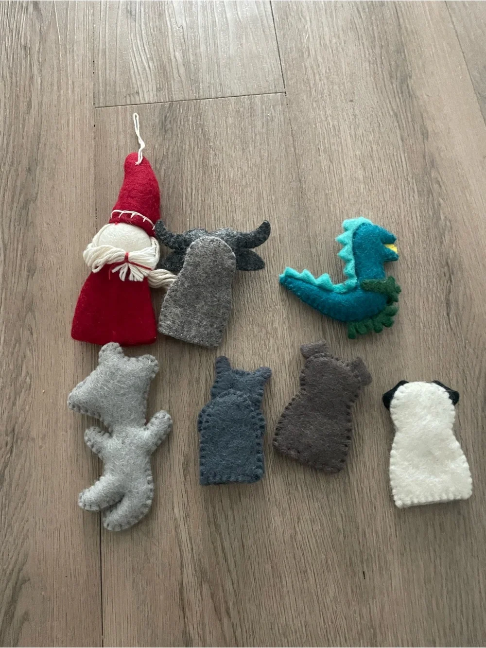 Handmade Felt Doll and Animal Finger Puppet Set for Kids